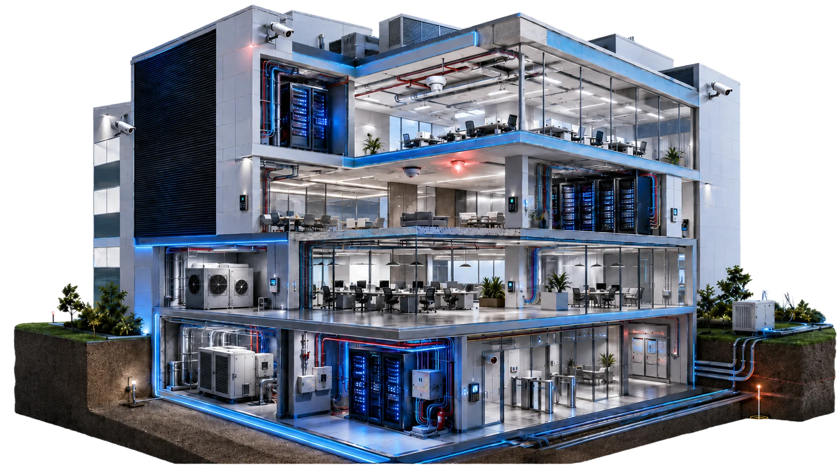Edificio con infraestructura tecnológica integrada